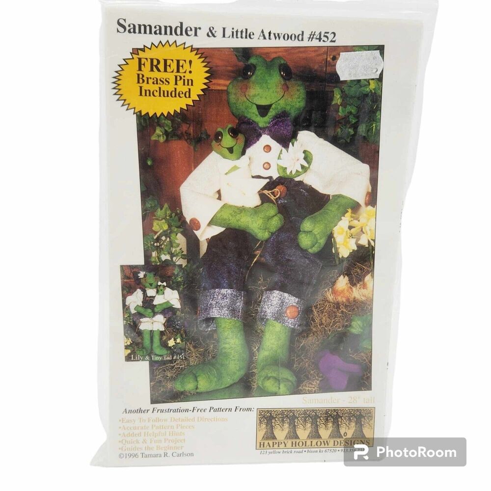 Happy Hollow Sewing Pattern 452 Samander & Little Atwood Frogs Vtg NEW 1996